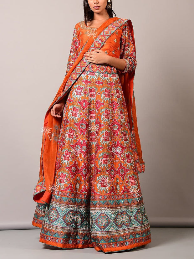 Orange Patola Lehenga Set