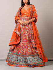 Lehenga, Lehenga set, Lehengas, Printed, Zari, Sequence, Bright, Party wear, Choli, Navratri, Rajsathani, Navratra, Patola