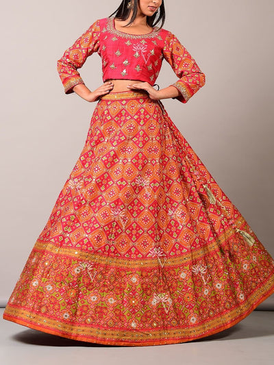 Lehenga, Lehenga set, Lehengas, Printed, Zari, Sequence, Bright, Party wear, Choli, Navratri, Rajsathani, Navratra, Patola