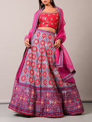 Lehenga, Lehenga set, Lehengas, Printed, Zari, Sequence, Bright, Party wear, Choli, Navratri, Rajsathani, Navratra, Patola