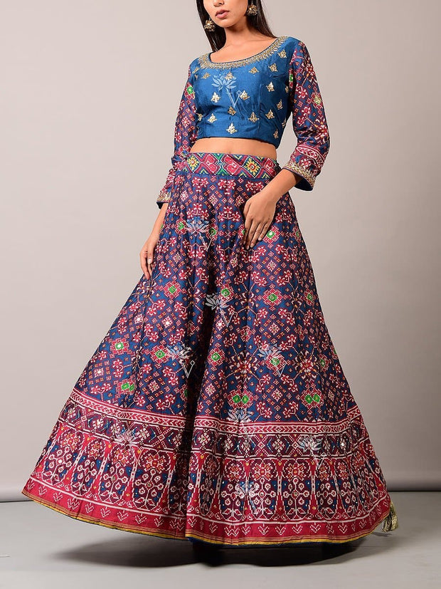 Lehenga, Lehenga set, Lehengas, Printed, Zari, Sequence, Bright, Party wear, Choli, Navratri, Rajsathani, Navratra, Patola