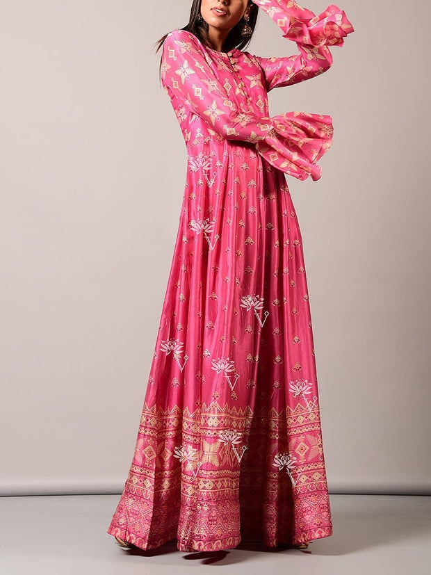 Pink Vasansi Silk Anarkali Gown