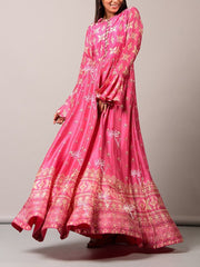 Pink Vasansi Silk Anarkali Gown