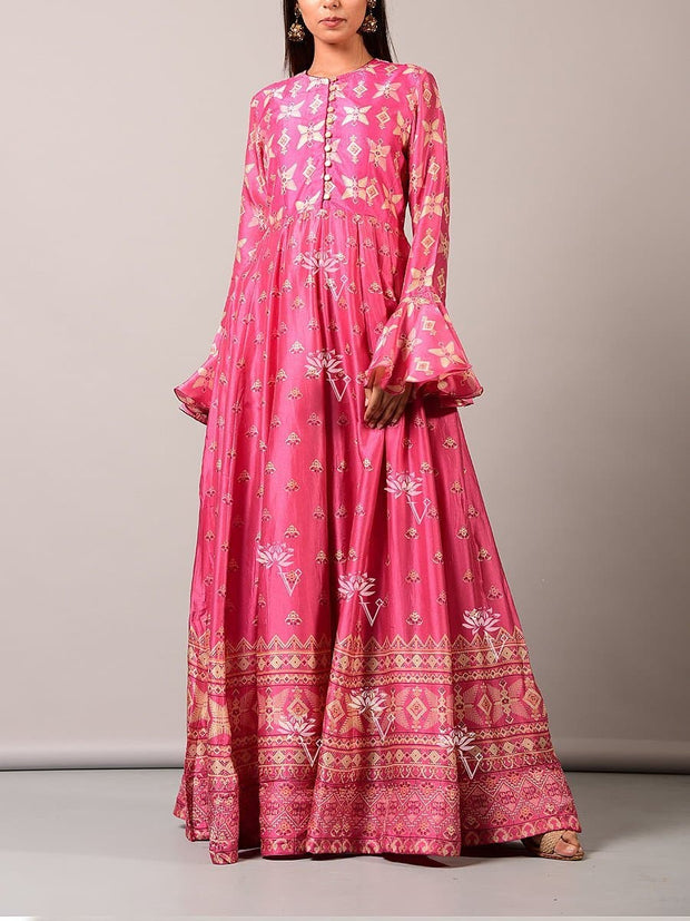 Pink Vasansi Silk Anarkali Gown