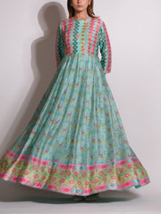 Green Vasansi Silk Highlighted Gown