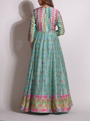 Green Vasansi Silk Highlighted Gown