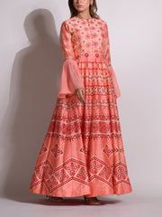 Peach Chanderi Highlighted Gown