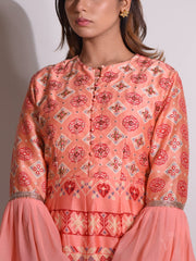 Peach Chanderi Highlighted Gown