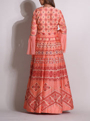 Peach Chanderi Highlighted Gown