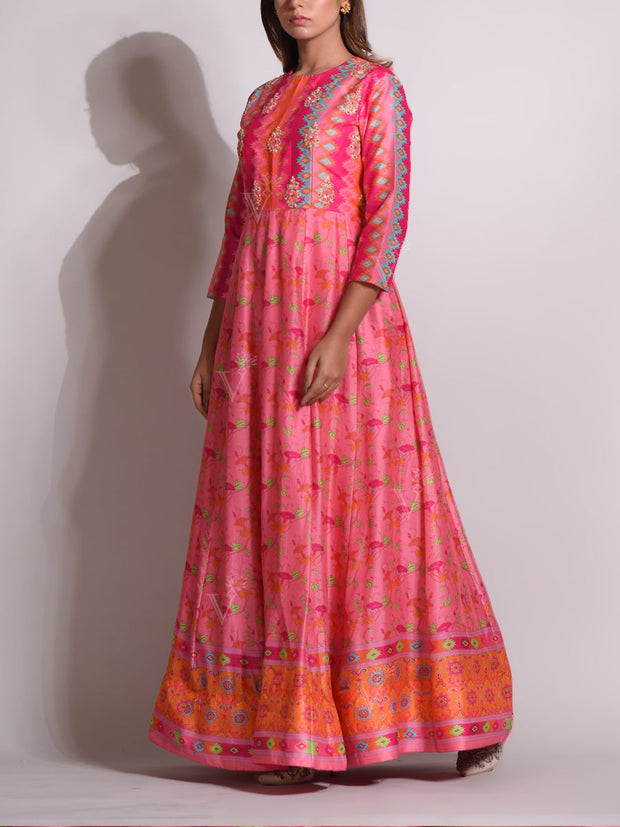 Pink Vasansi Silk Highlighted Gown