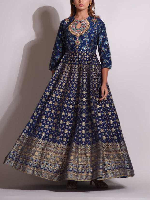 Blue Vasansi Silk Highlighted Gown