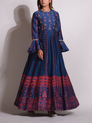 Blue Chanderi Highlighted Gown