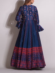 Blue Chanderi Highlighted Gown