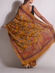 Mustard Tussar Silk Printed Saree