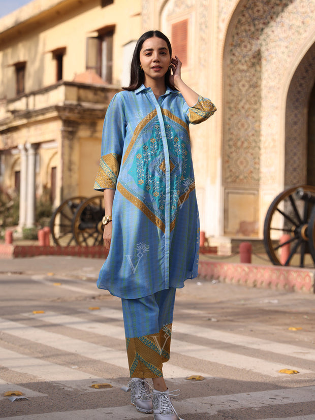 Blue Vasansi Silk Pant Set