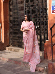 Misty Pink Organza Saree