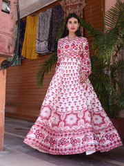 Red Vasansi Silk Printed Gown