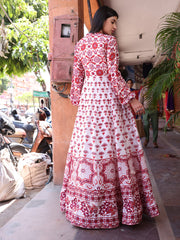 Red Vasansi Silk Printed Gown