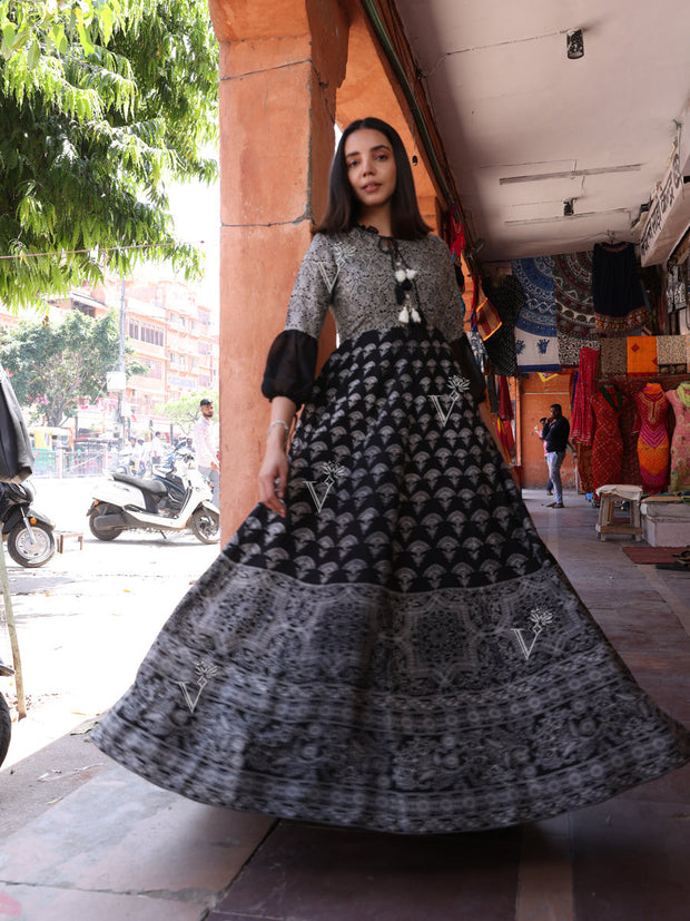 Black Vasansi Silk Printed Gown