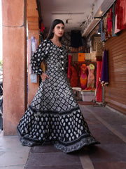 Black and White Vasansi Silk Printed Gown