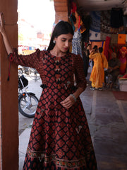 Brown Vasansi Silk Printed Gown