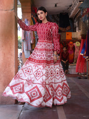 Red Vasansi Silk Printed Gown