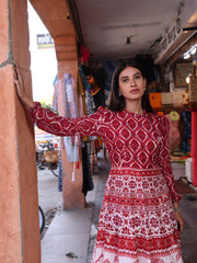 Red Vasansi Silk Printed Gown