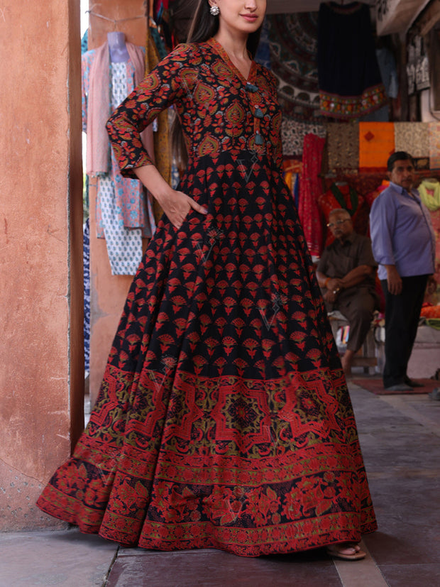 Brown Vasansi Silk Printed Gown