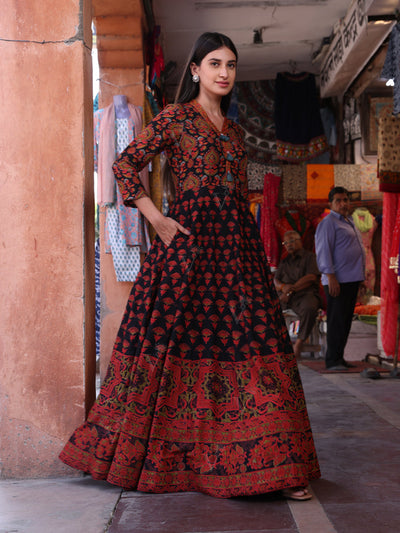 Brown Vasansi Silk Printed Gown