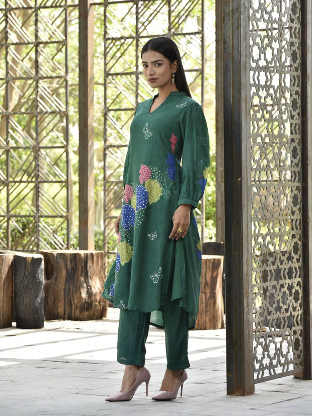 Green Vasansi Silk Printed Co-ord Set