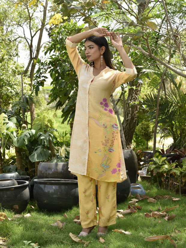 Yellow Vasansi Silk Printed Co-ord Set