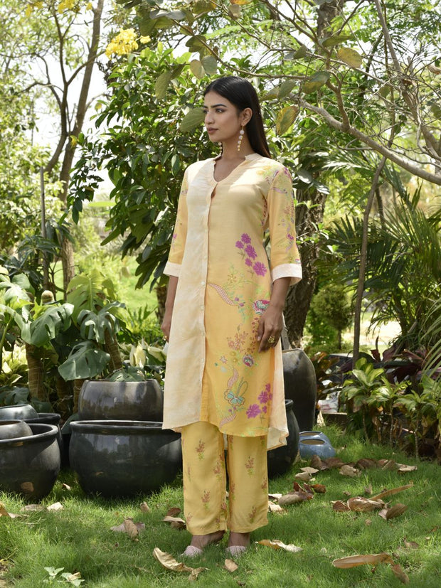 Yellow Vasansi Silk Printed Co-ord Set