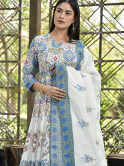 Blue Vasansi Silk Printed Anarkali Gown