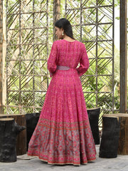 Pink Vasansi Silk Printed Anarkali Gown