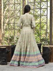 Laurel Green Vasansi Silk Printed Anarkali Gown