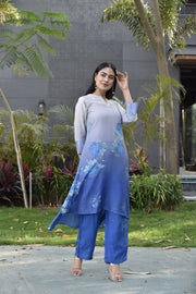 Azure Blue Vasansi Silk Printed Co-ord Set