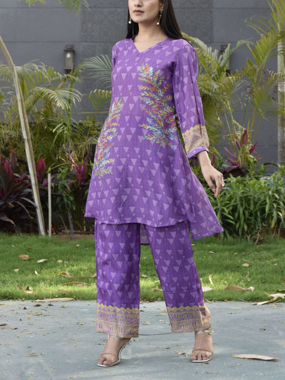 Purple Vasansi Silk Printed Co-ord Set