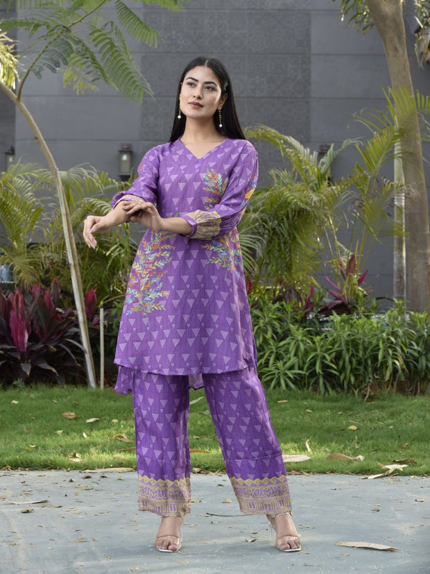 Purple Vasansi Silk Printed Co-ord Set