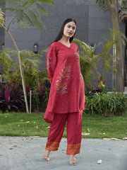 Red Vasansi Silk Printed Co-ord Set