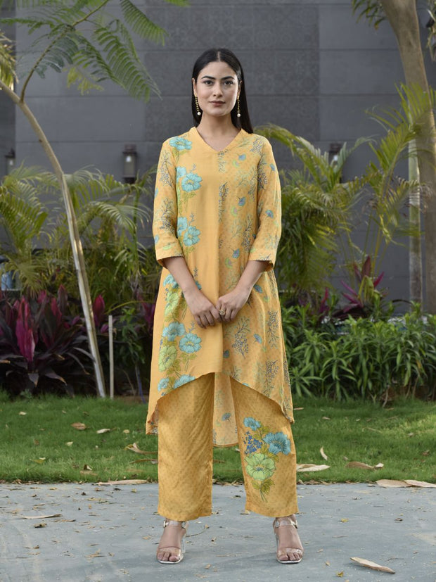 Yellow Vasansi Silk Printed Co-ord Set