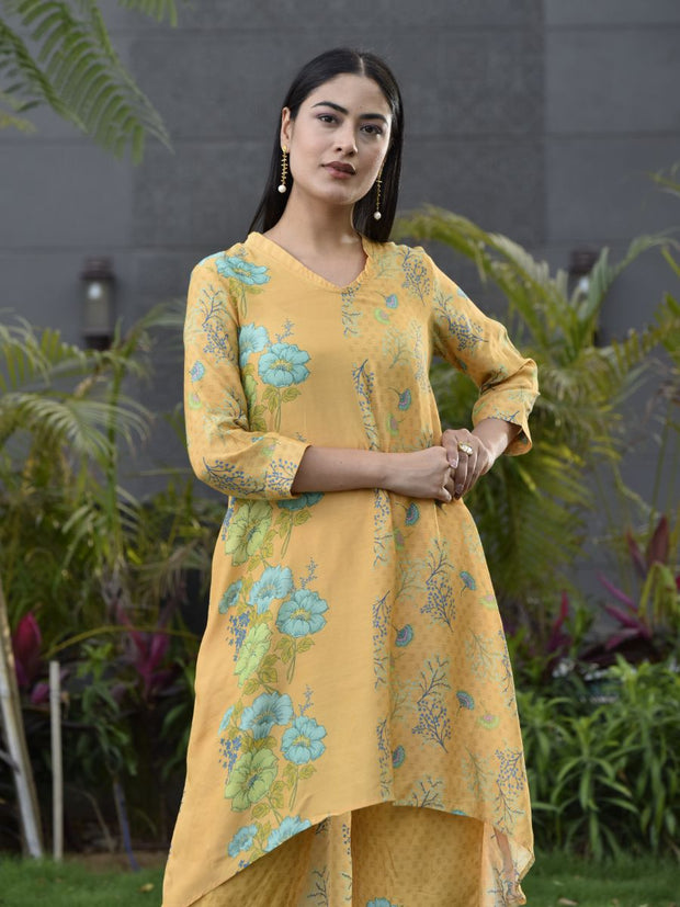 Yellow Vasansi Silk Printed Co-ord Set