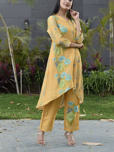 Yellow Vasansi Silk Printed Co-ord Set