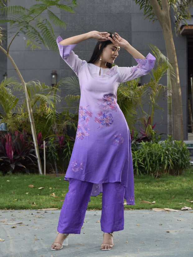 Lilac Vasansi Silk Printed Co-ord Set