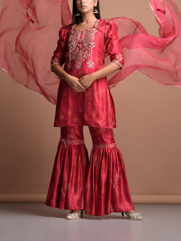 Red Vasansi Silk Suit Set