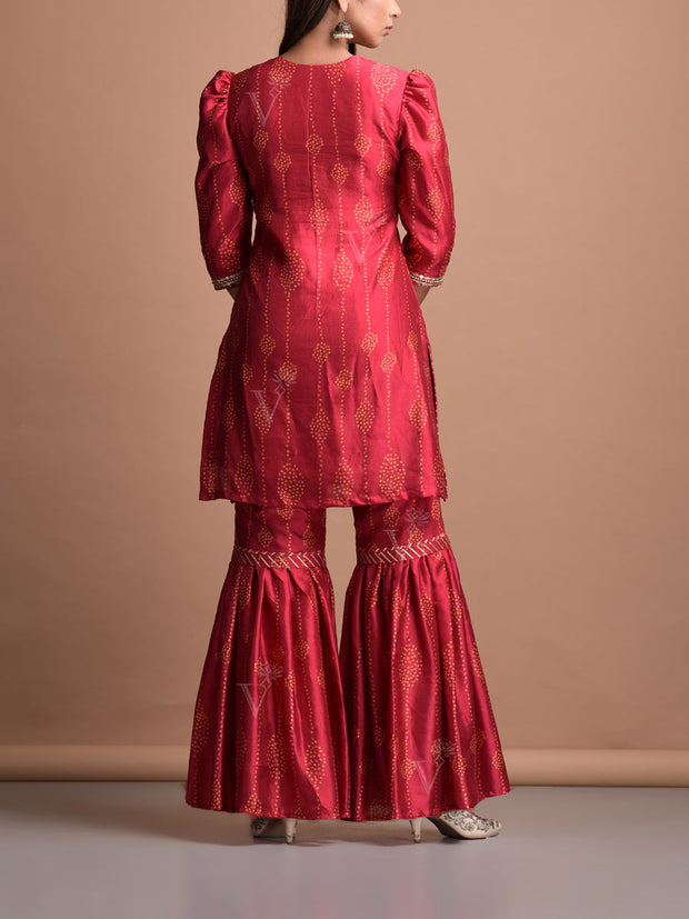 Red Vasansi Silk Suit Set