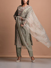 Grey Chanderi Suit Set