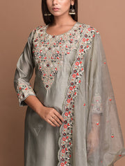 Grey Chanderi Suit Set