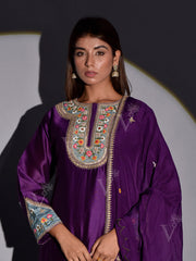 Violet Chanderi Kurta and Georgette Sharara Set