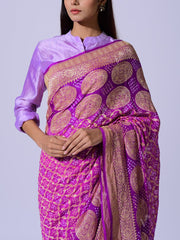 Purple Pure Georgette Zari Saree