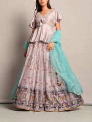 Grey Peplum Lehenga Set